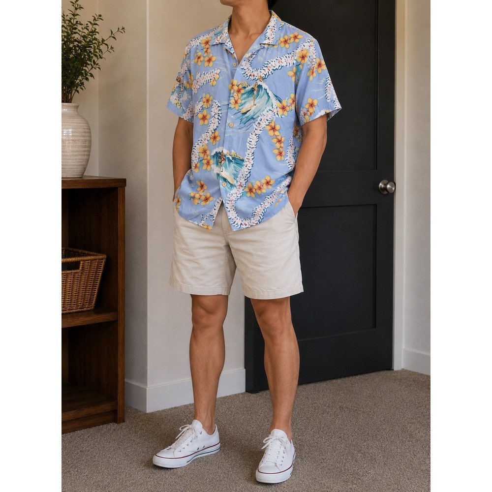 Tommy Bahama Relax Shirt XL Mens Blue Tropical Hibiscus Surfer Rayon Button Up